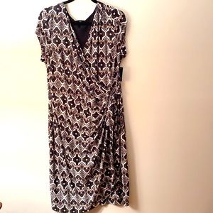 INC Printed Faux-Wrap Dress, SZ XL, Desert Safari